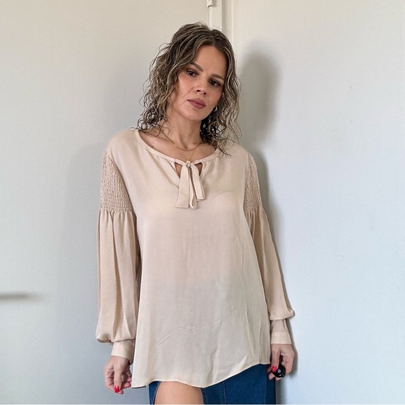 Kobi Halperin Julee Silk Tie-Front Blouse in Champagne - Picture 5 of 14